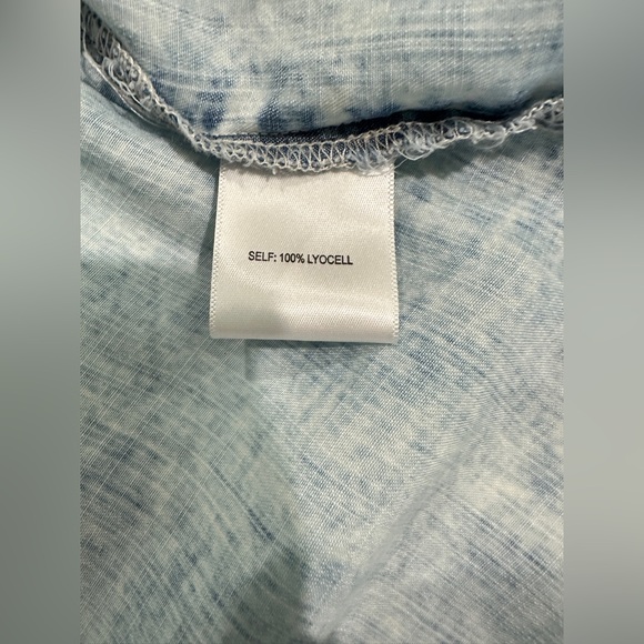 NWT SZ XL Jane + Delancey Casual Denim Button Down Shirt with Ruffled Sleeves - Picture 7 of 7